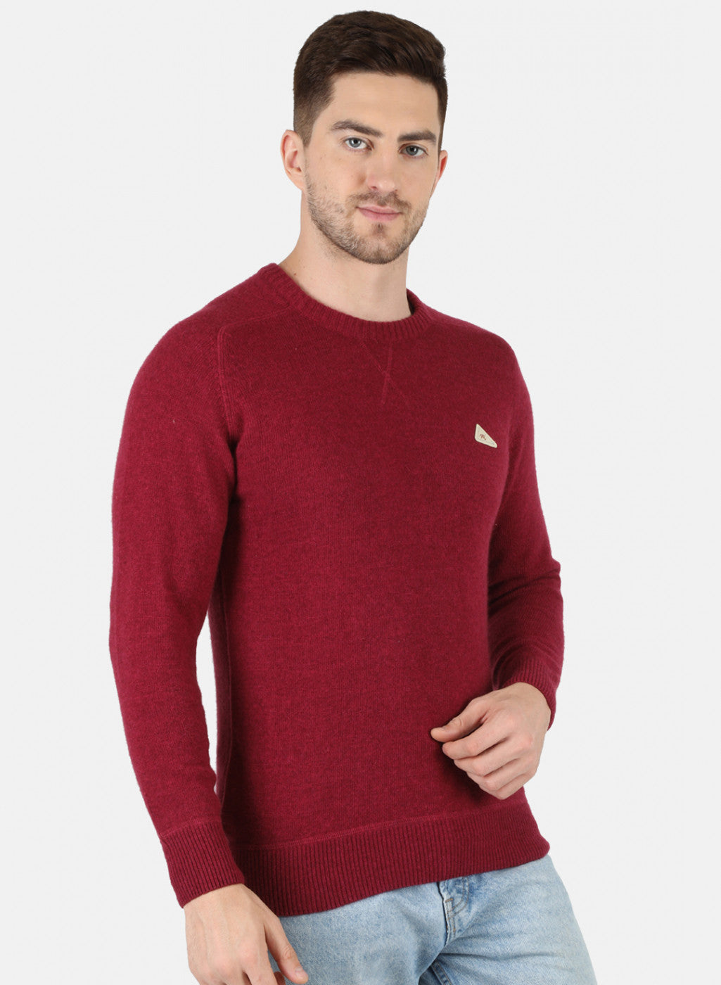 Men Red Solid Pullover