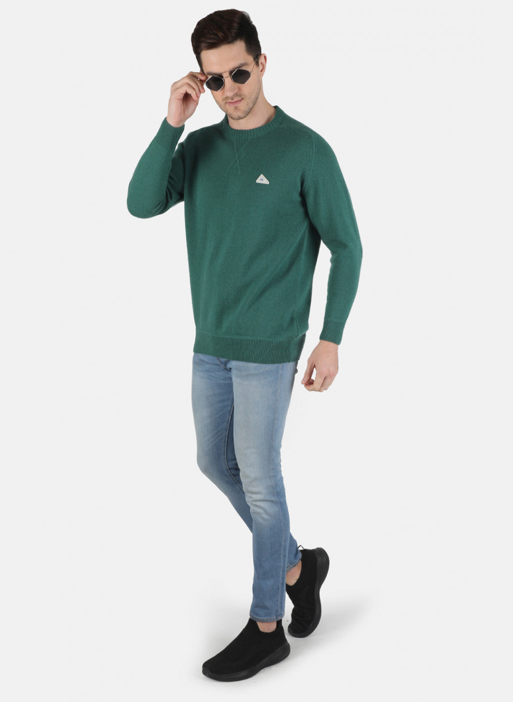 Men Green Solid Pullover