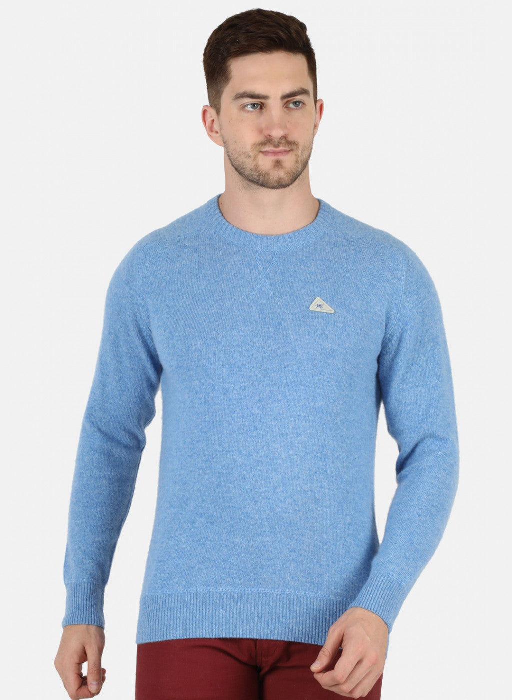 Men Blue Solid Pullover