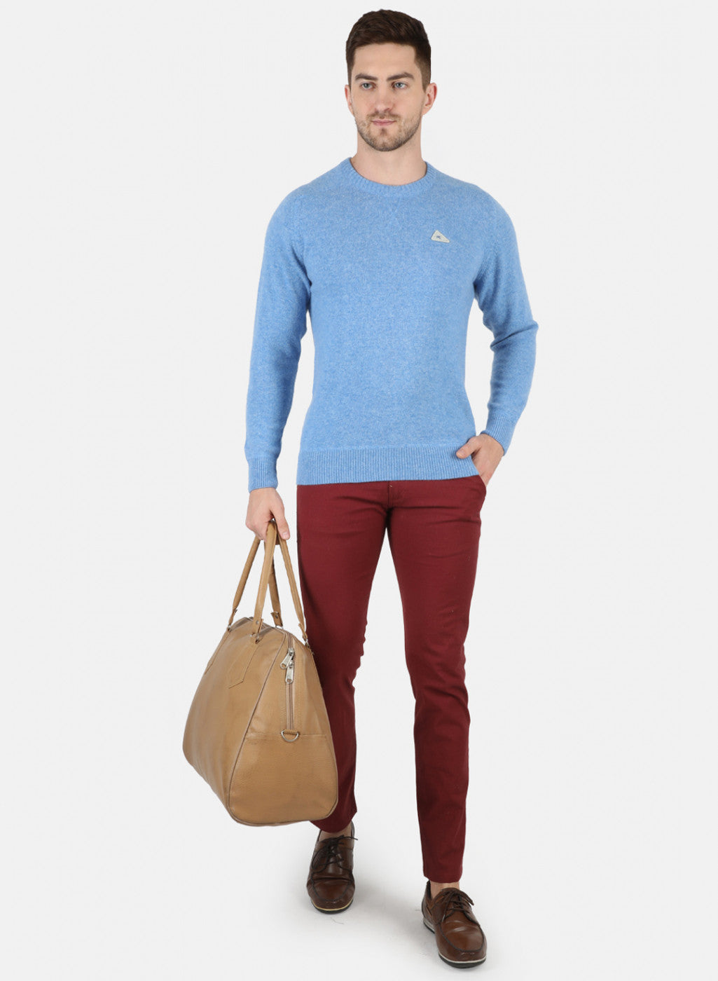 Men Blue Solid Pullover