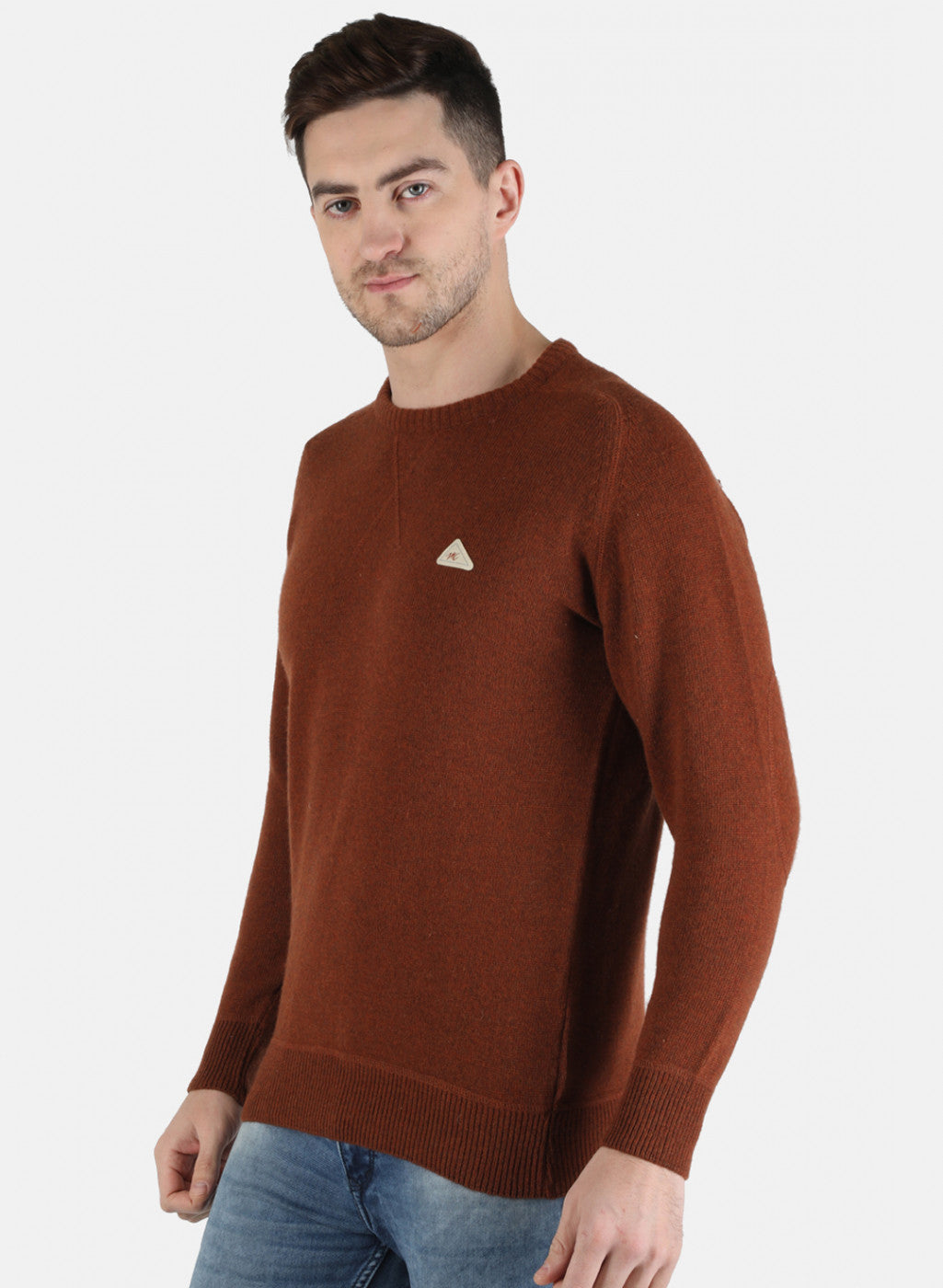 Men Brown Solid Pullover