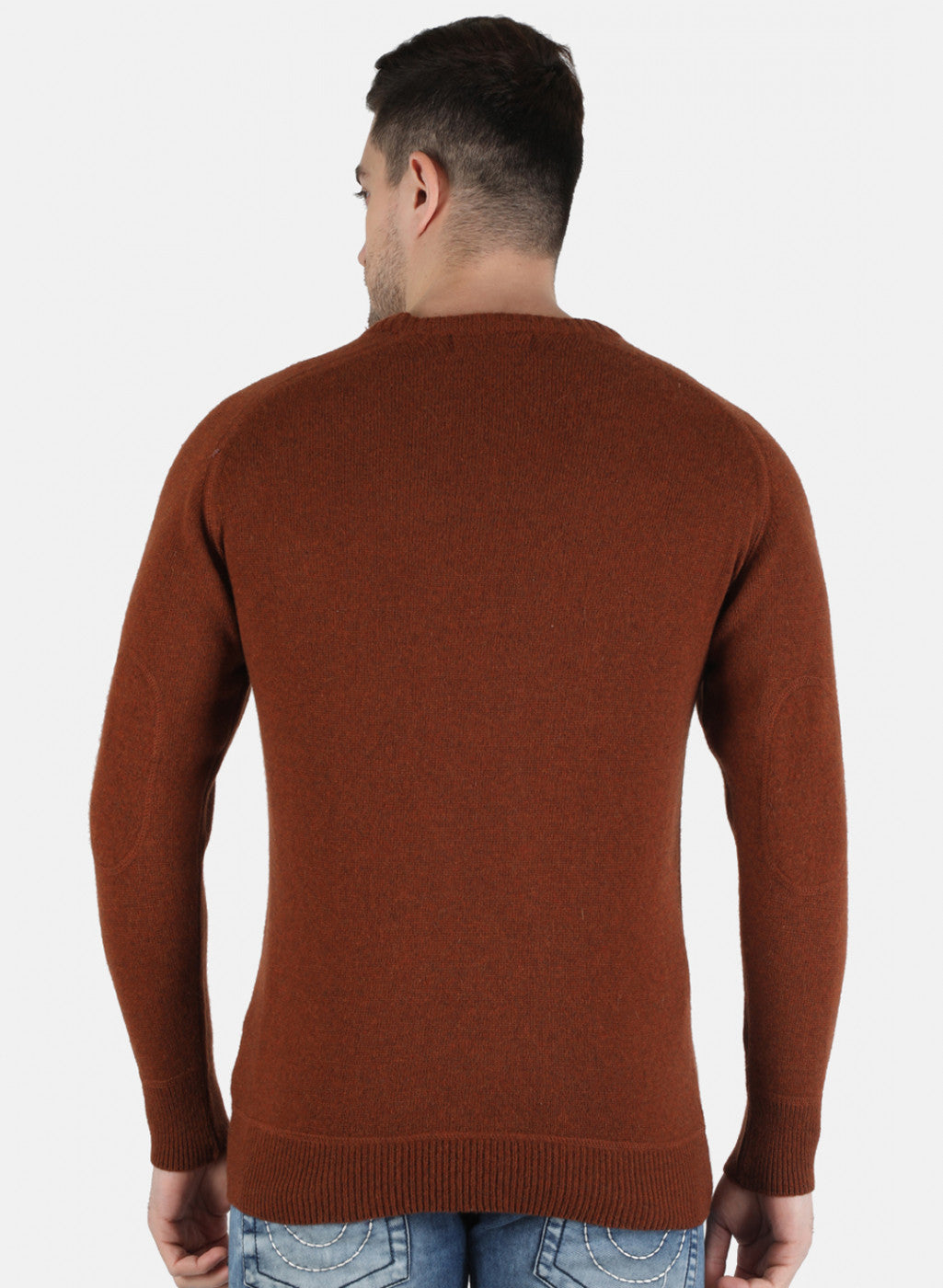 Men Brown Solid Pullover