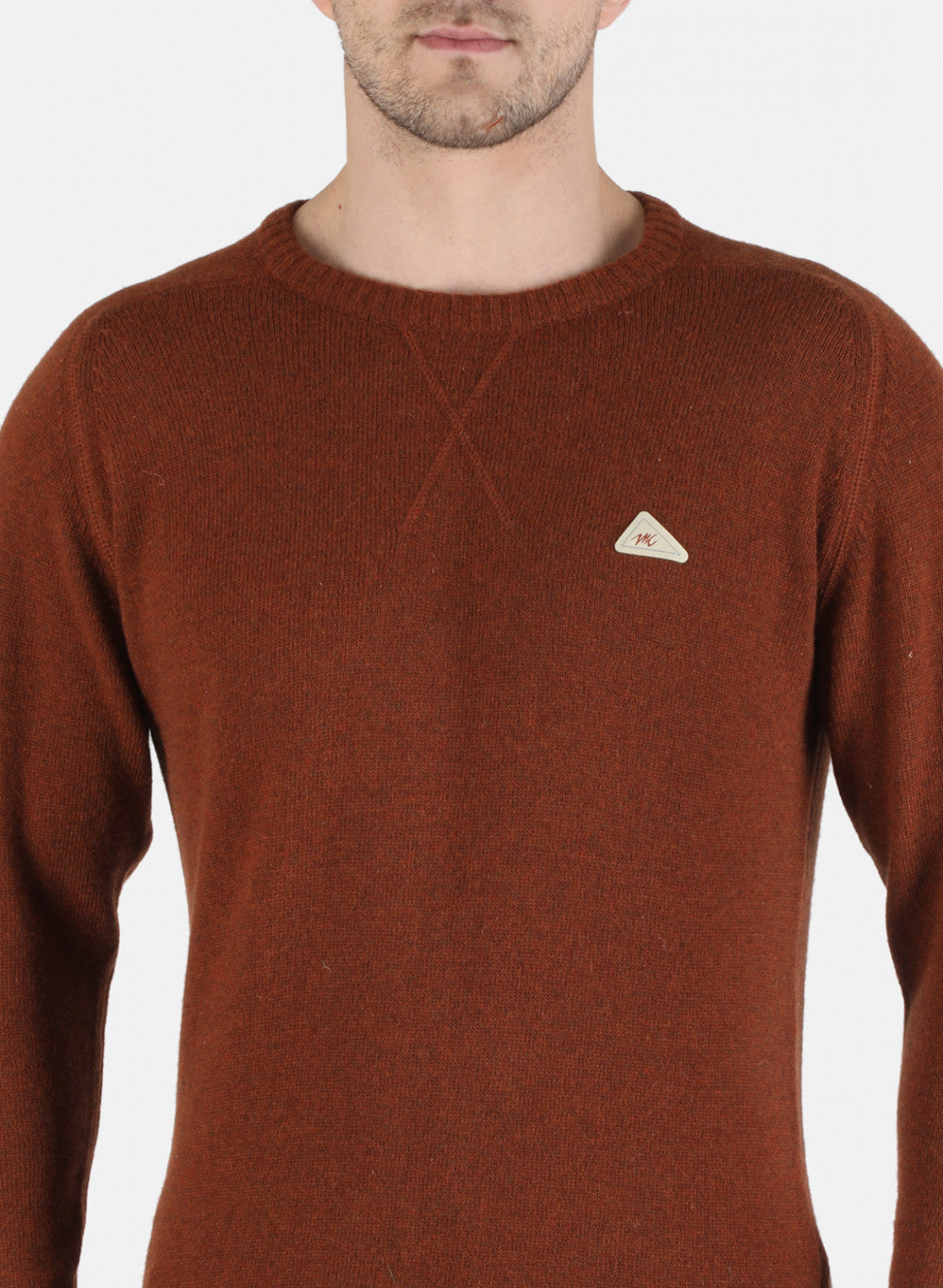 Men Brown Solid Pullover