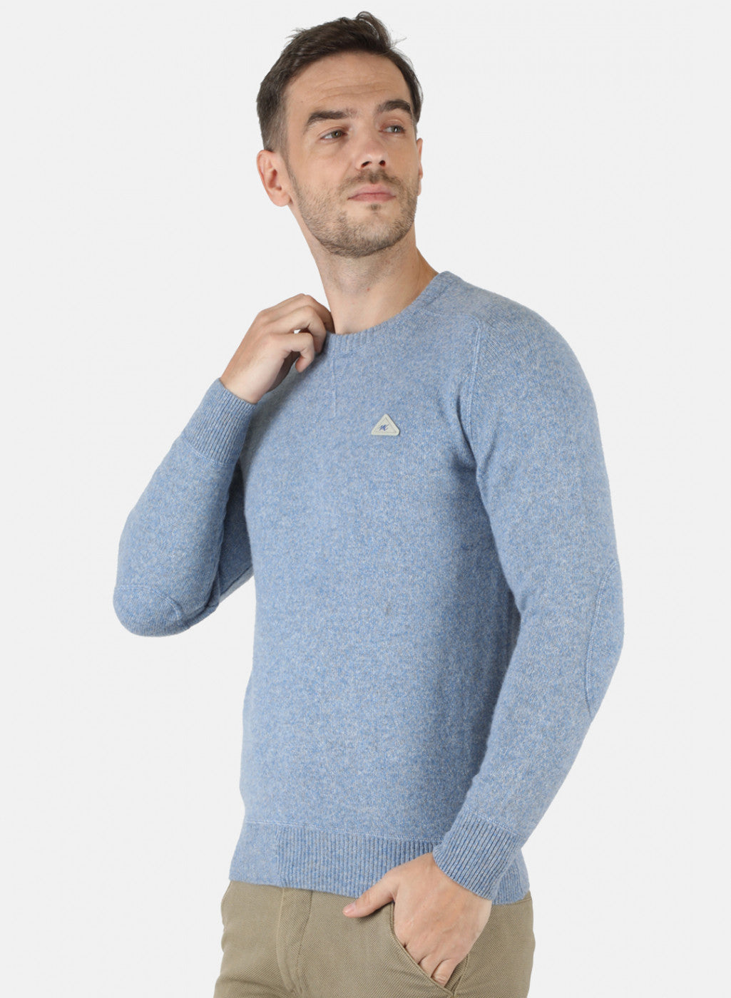 Men Blue Solid Pullover