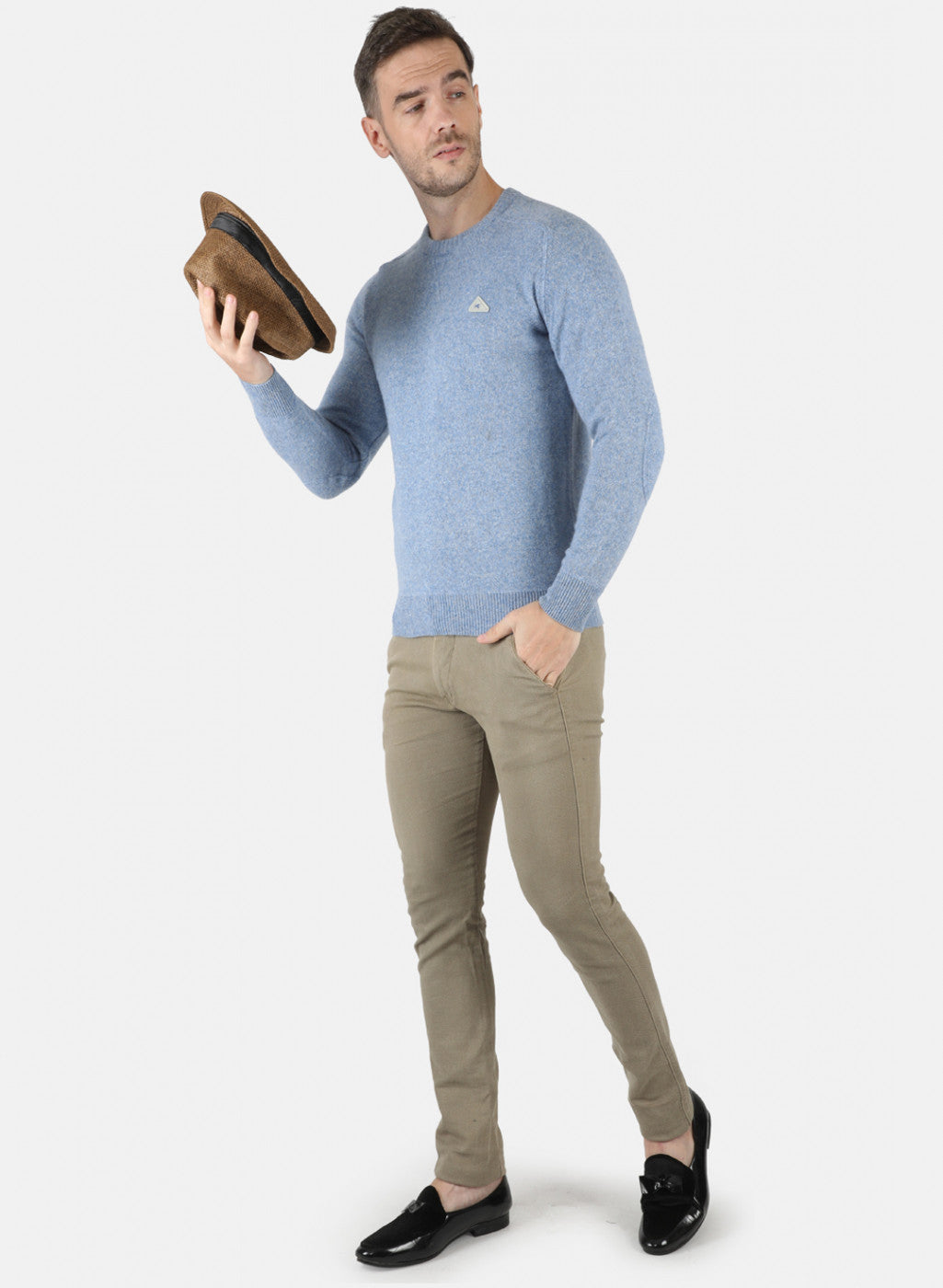 Men Blue Solid Pullover