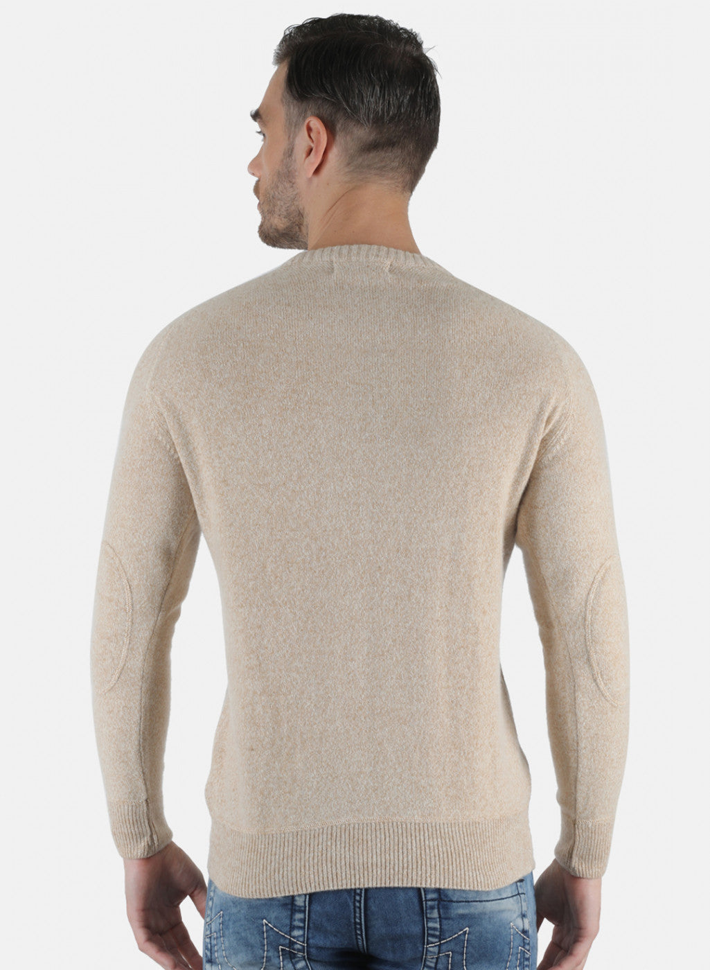 Men Beige Solid Pullover