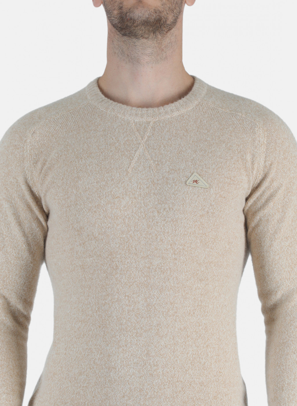 Men Beige Solid Pullover