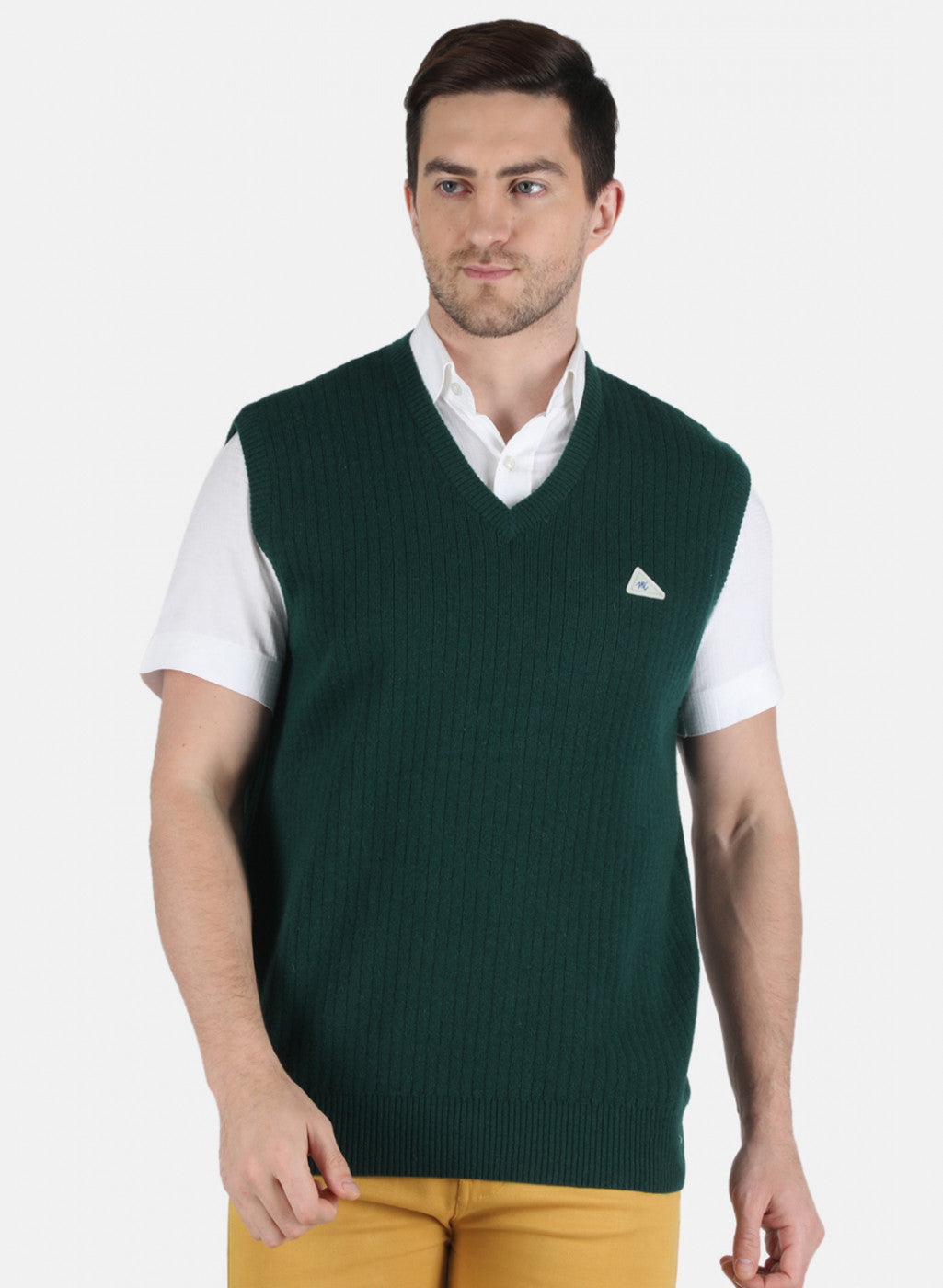 Men Green Solid Sweater