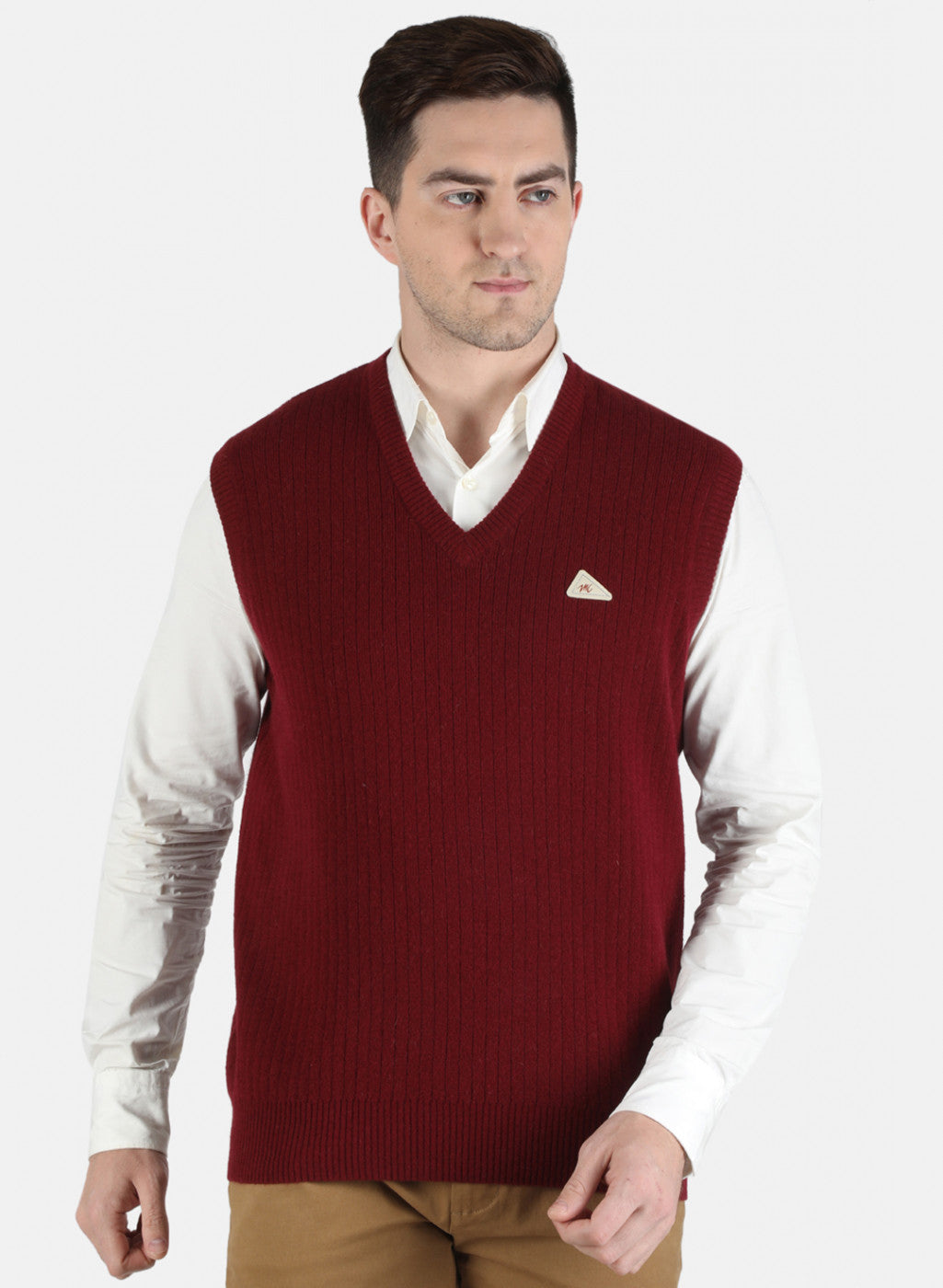 Men Maroon Solid Sweater