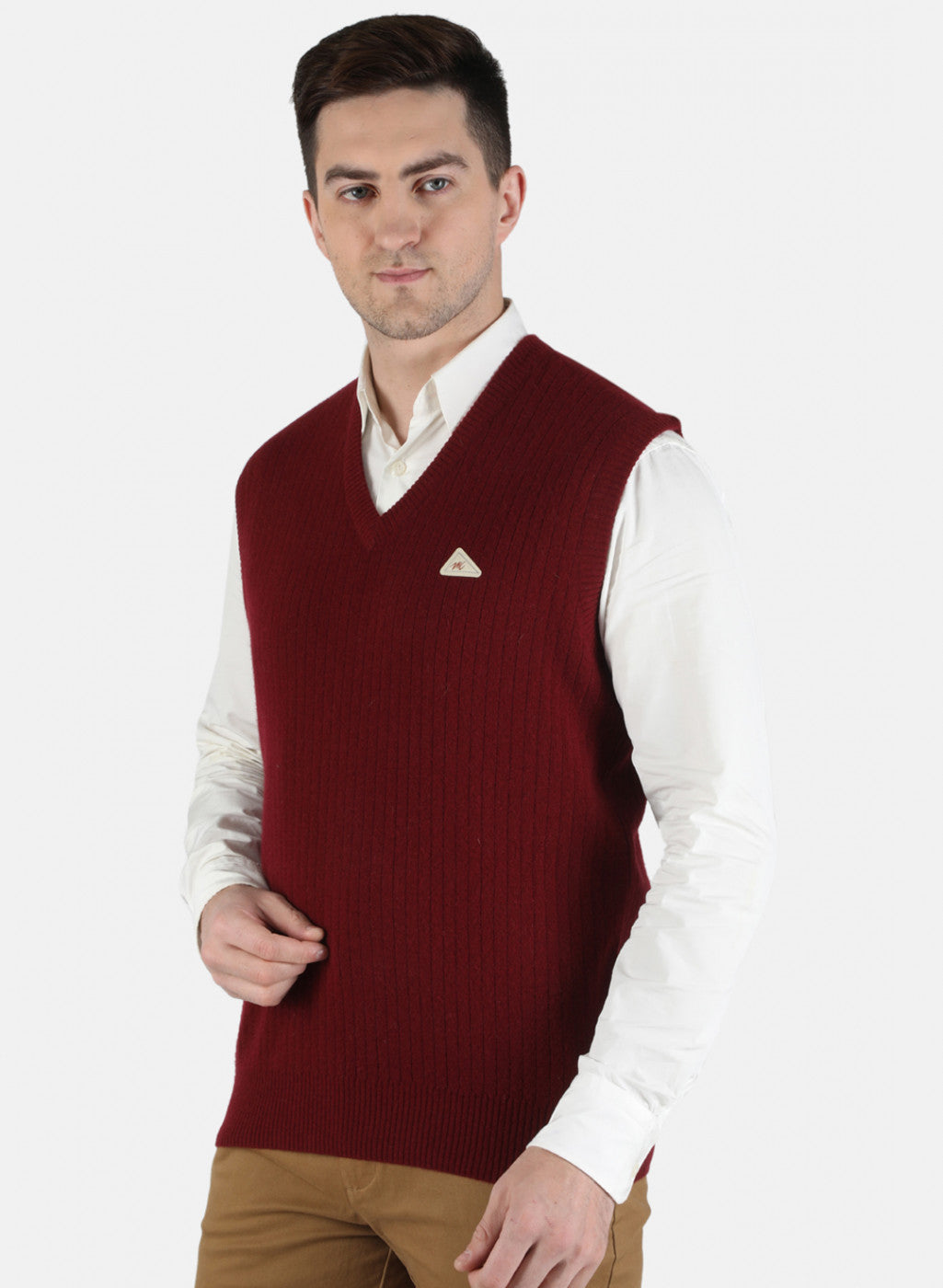 Men Maroon Solid Sweater