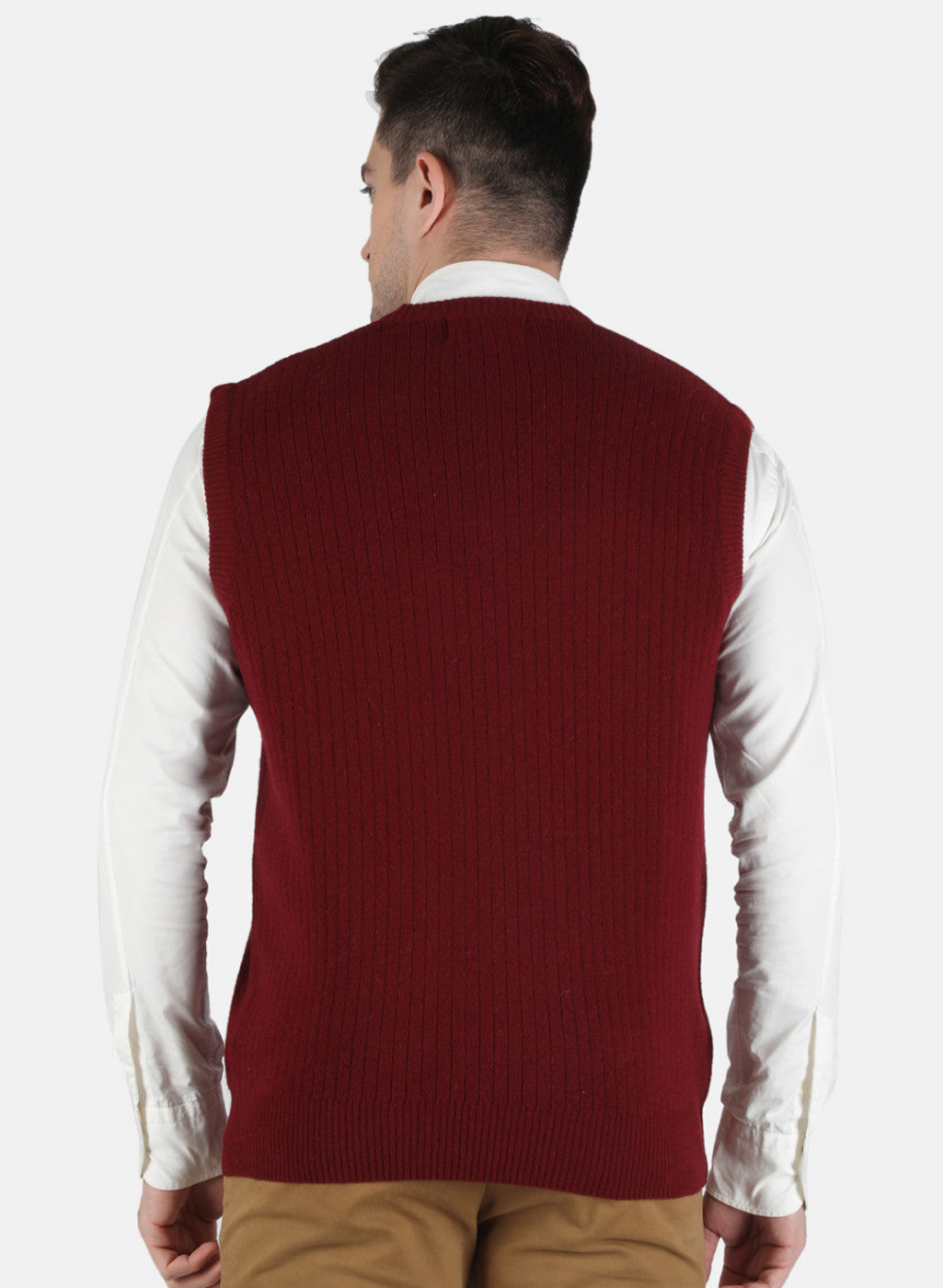 Men Maroon Solid Sweater