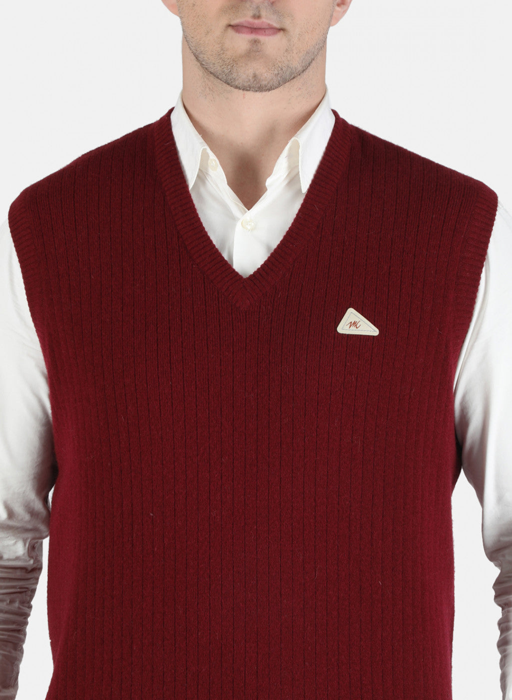 Men Maroon Solid Sweater