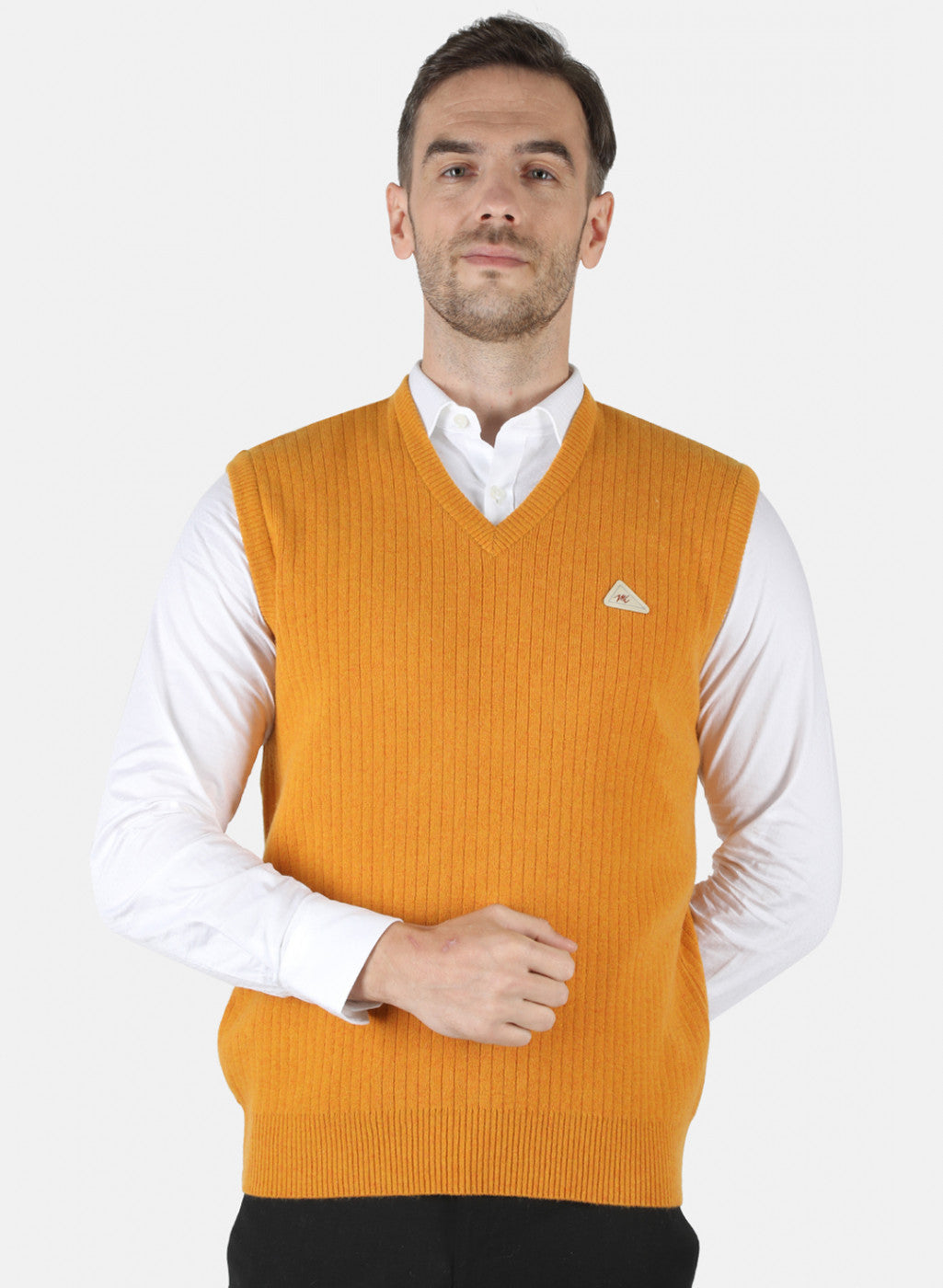 Men Yellow Solid Sweater