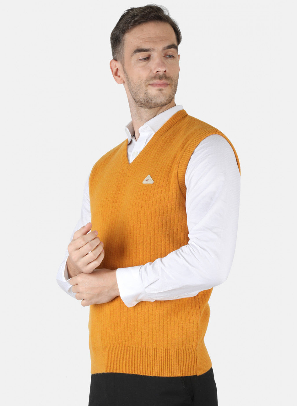 Men Yellow Solid Sweater