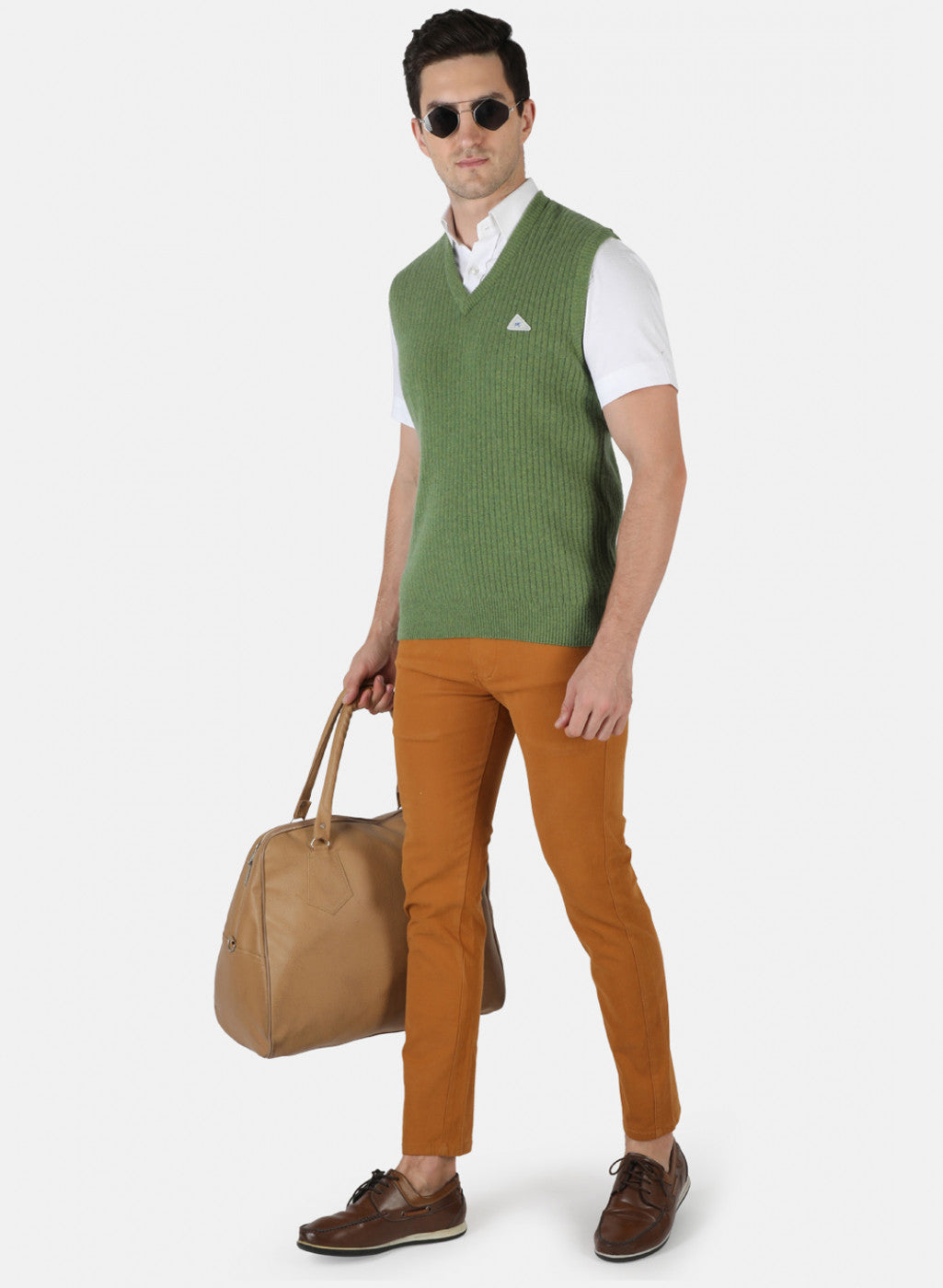 Men Green Solid Sweater