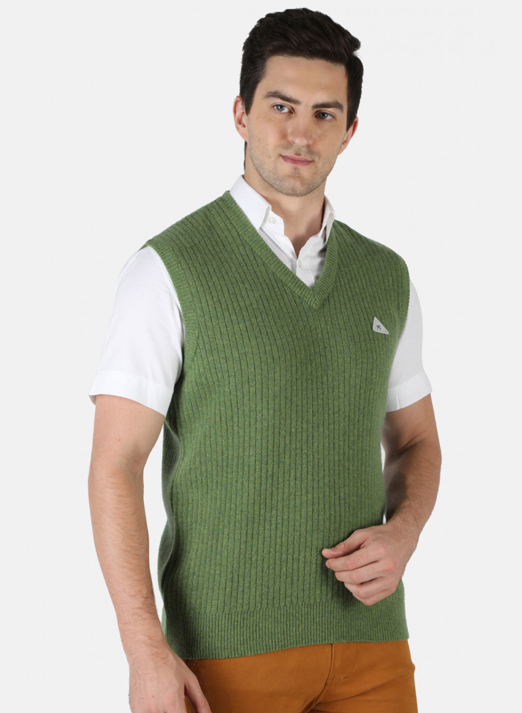 Men Green Solid Sweater