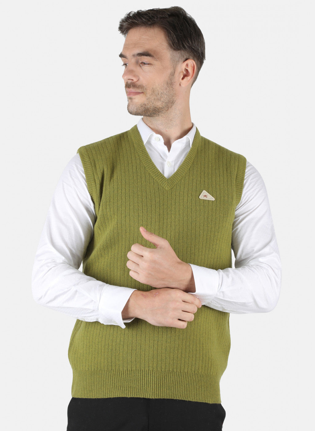 Men Green Solid Sweater