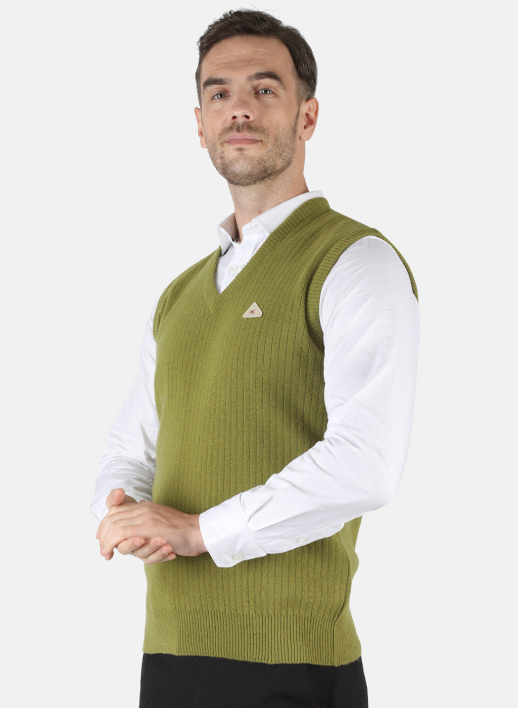 Men Green Solid Sweater