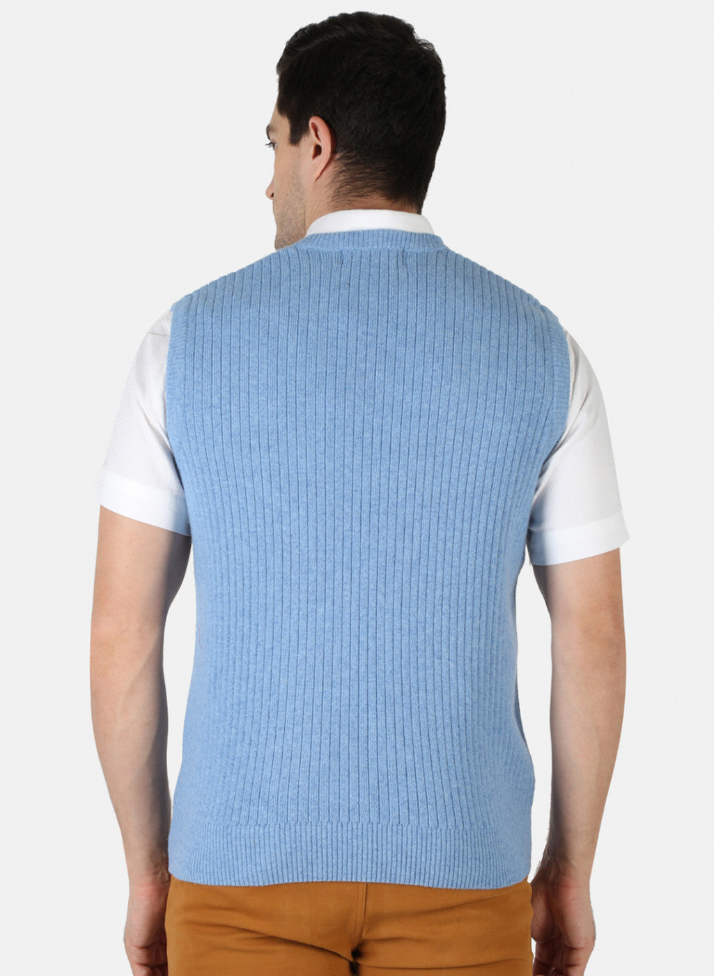 Men Blue Solid Sweater