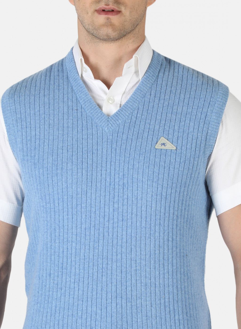 Men Blue Solid Sweater