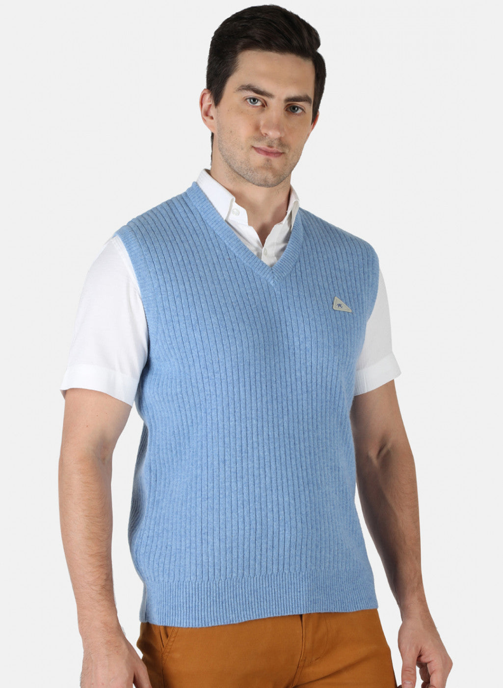 Men Blue Solid Sweater