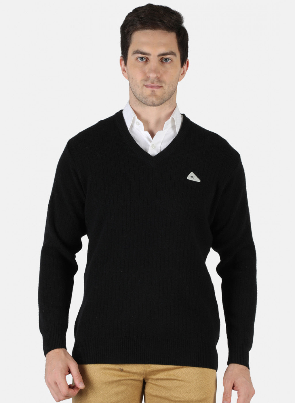 Men Black Solid Pullover