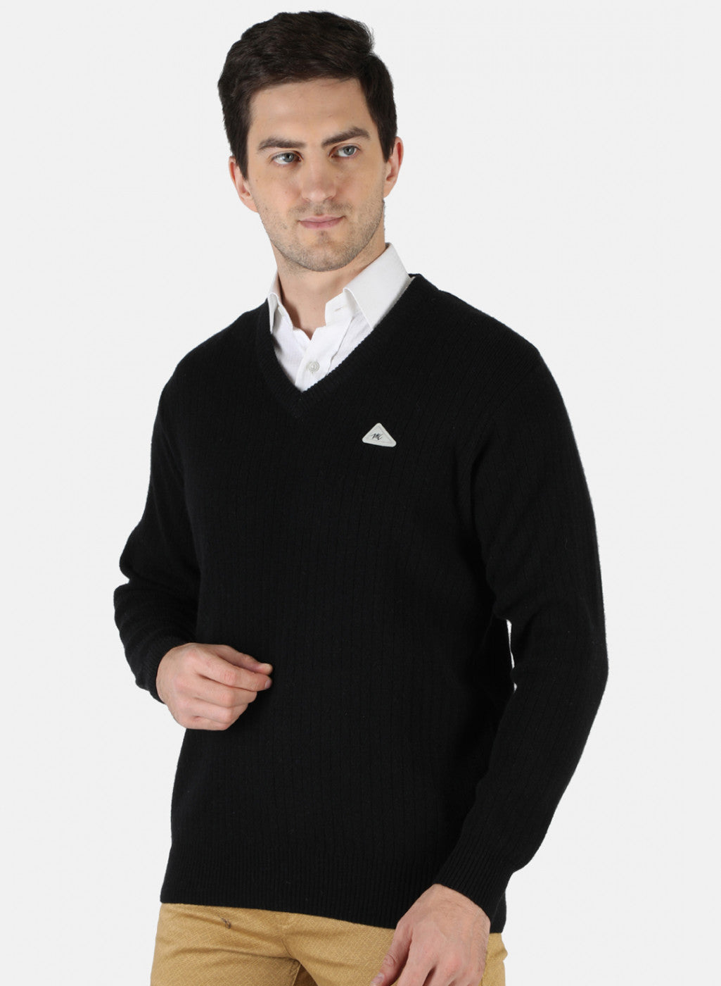 Men Black Solid Pullover