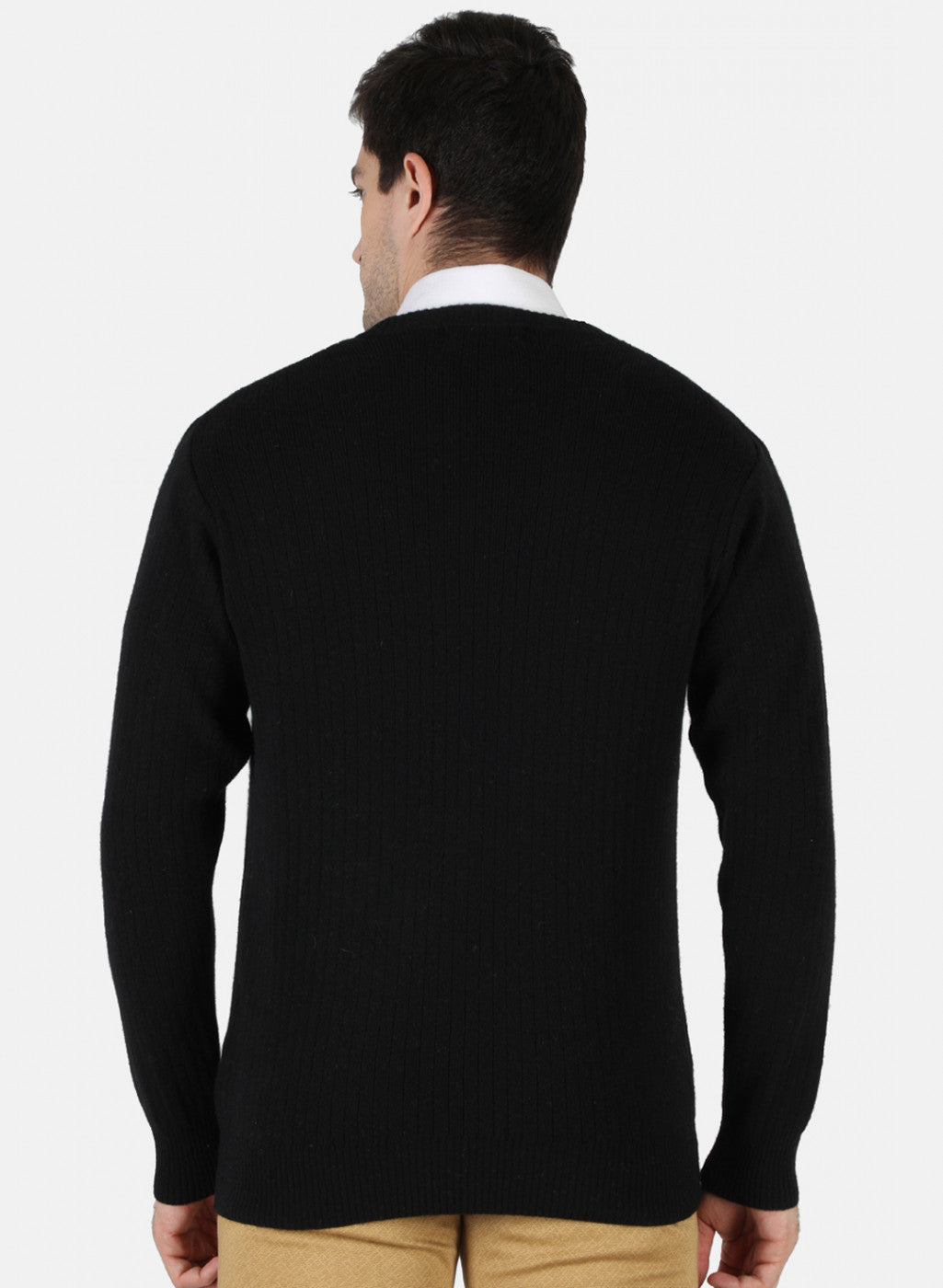 Men Black Solid Pullover