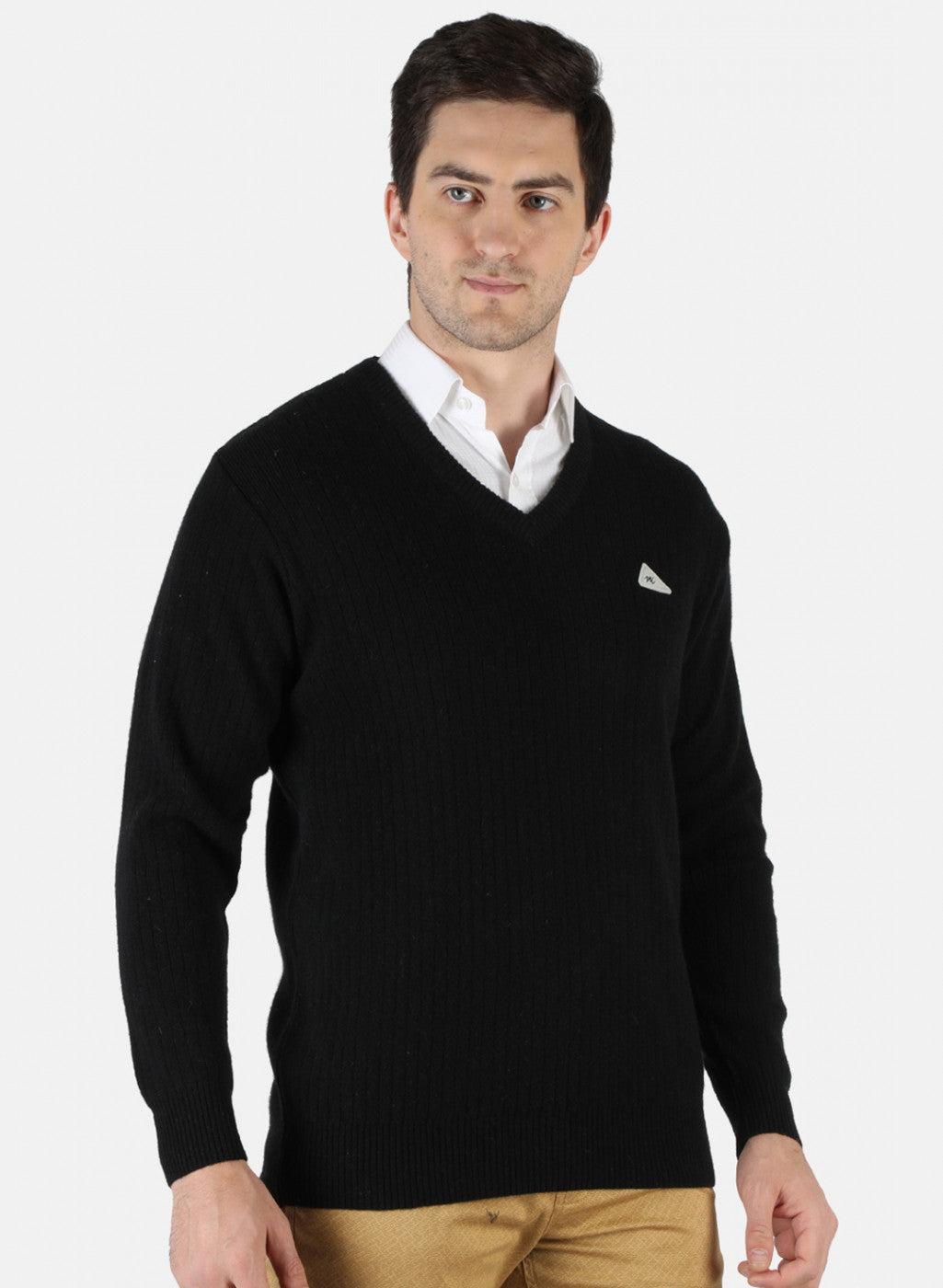 Men Black Solid Pullover