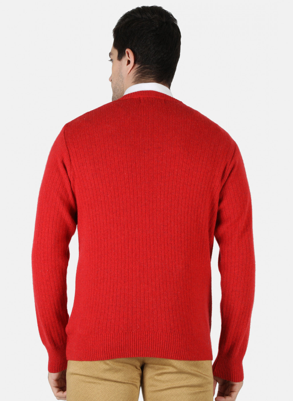 Men Red Solid Pullover