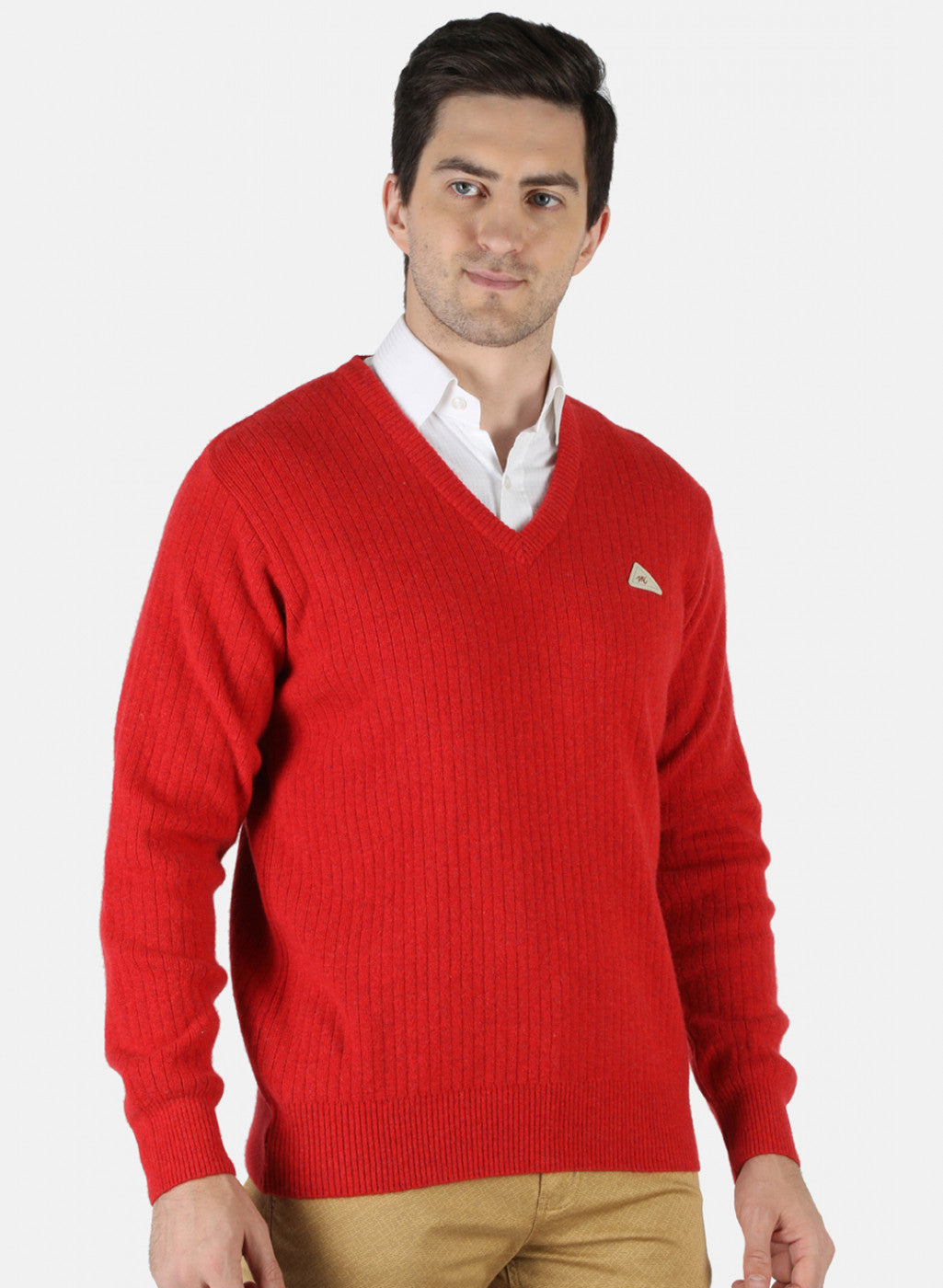 Men Red Solid Pullover