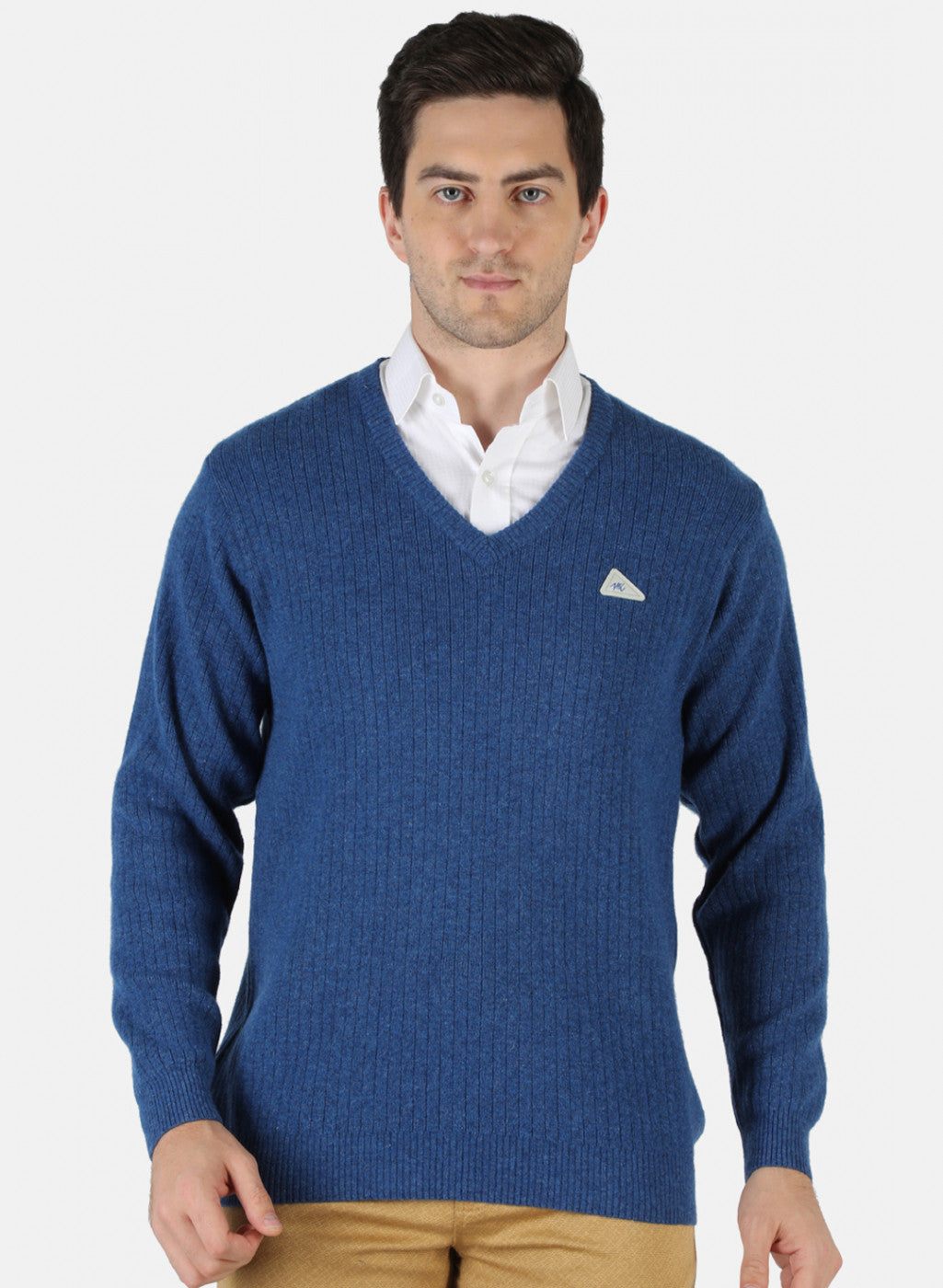 Men Blue Solid Pullover