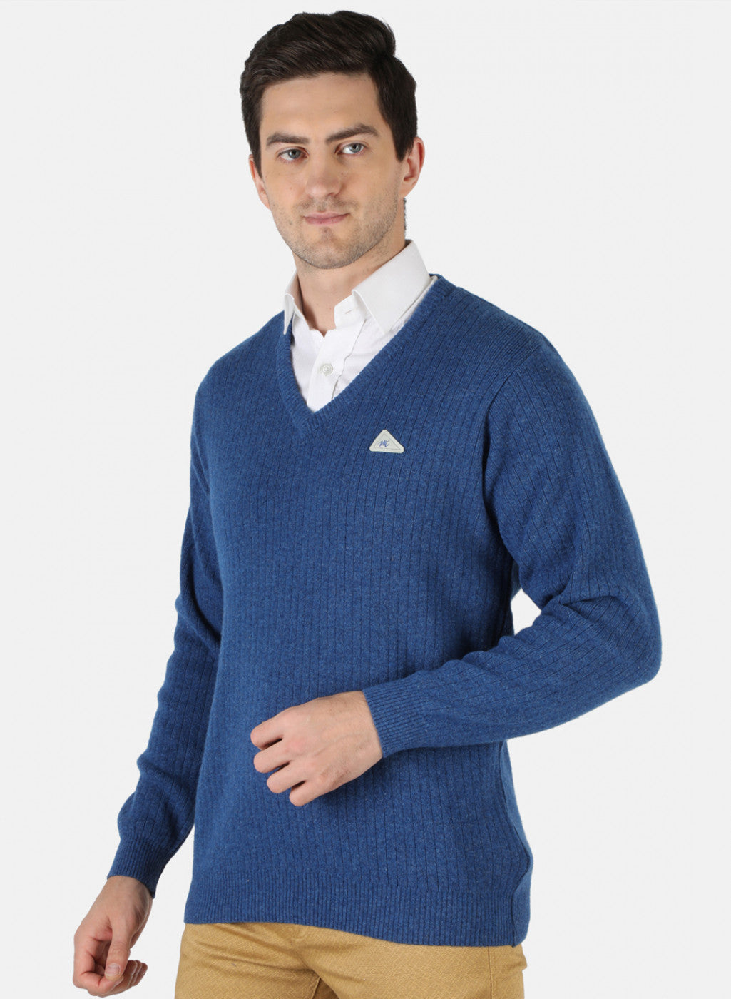 Men Blue Solid Pullover