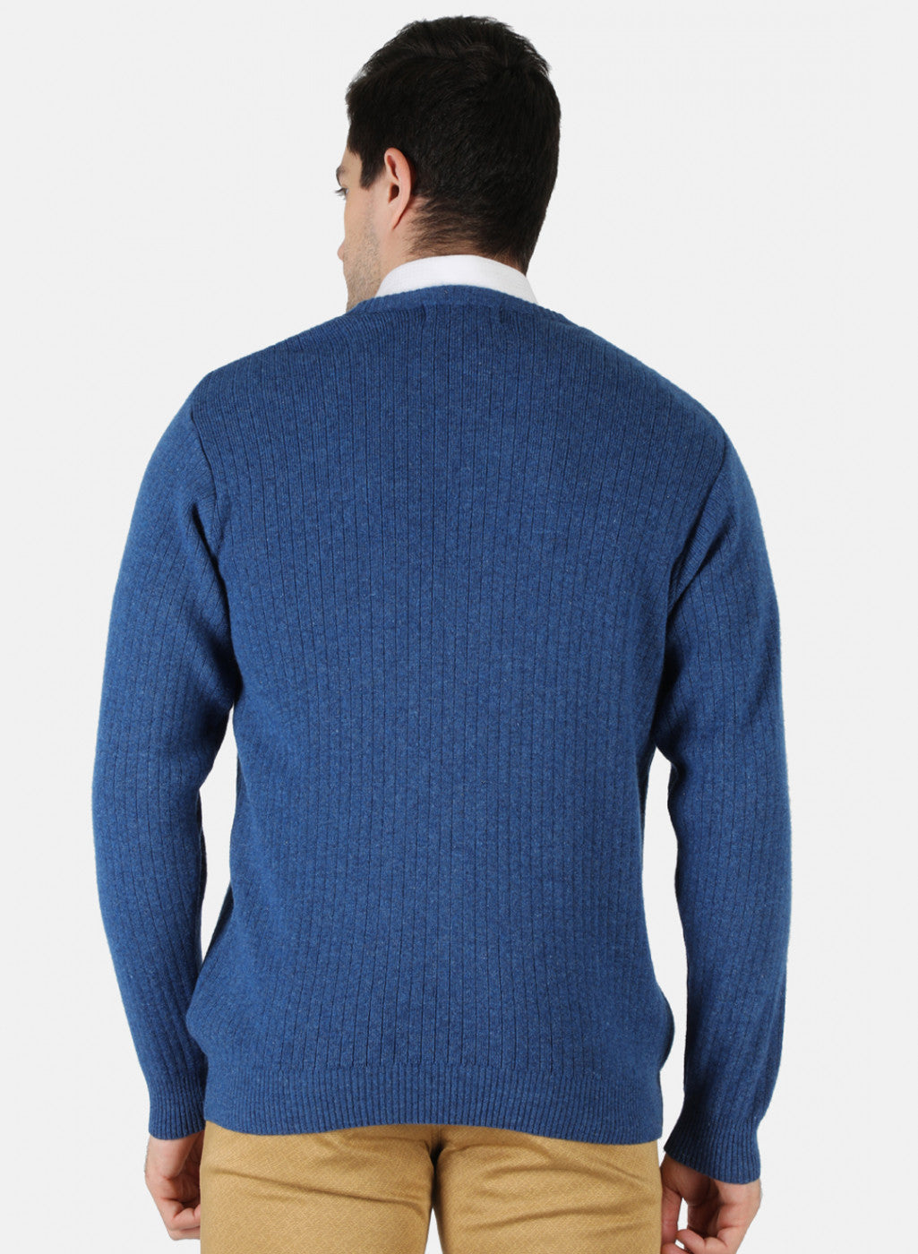 Men Blue Solid Pullover