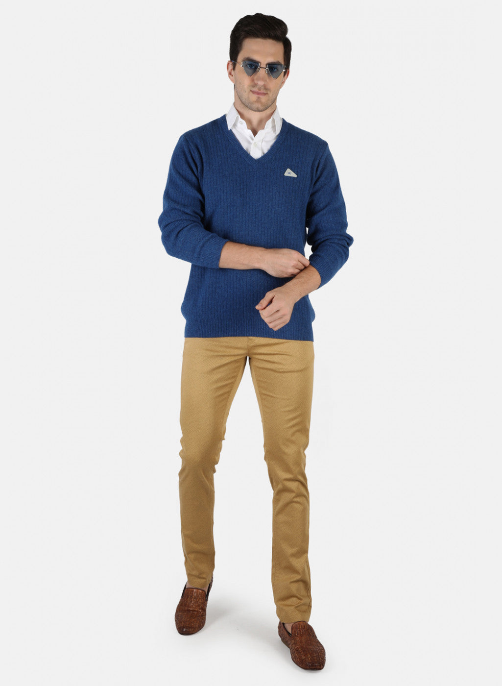 Men Blue Solid Pullover