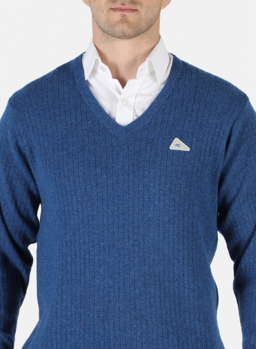 Men Blue Solid Pullover