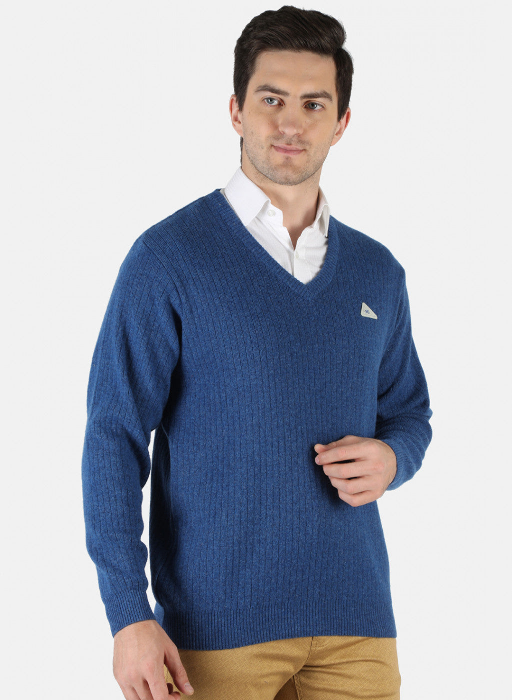 Men Blue Solid Pullover