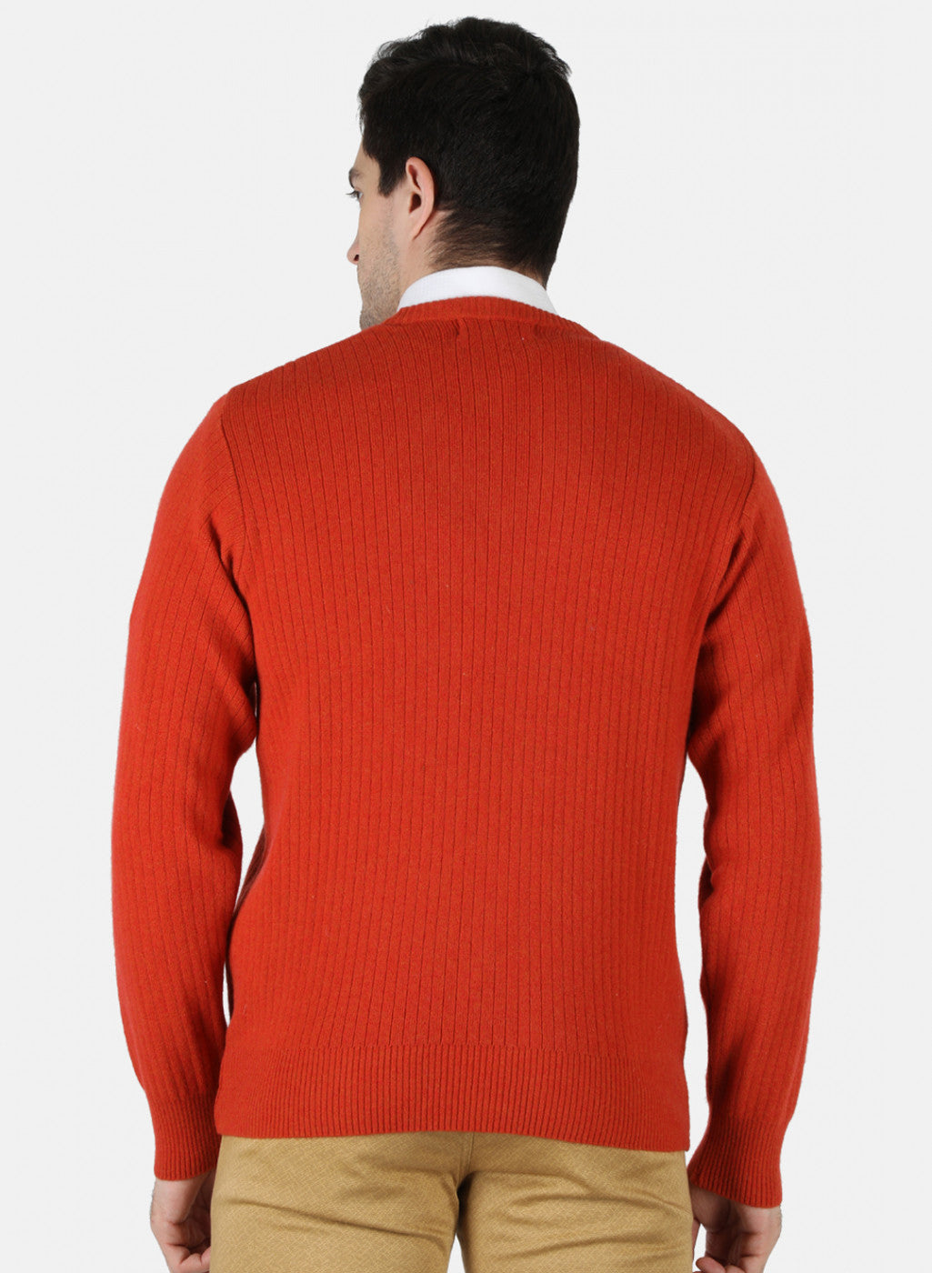 Men Orange Solid Pullover