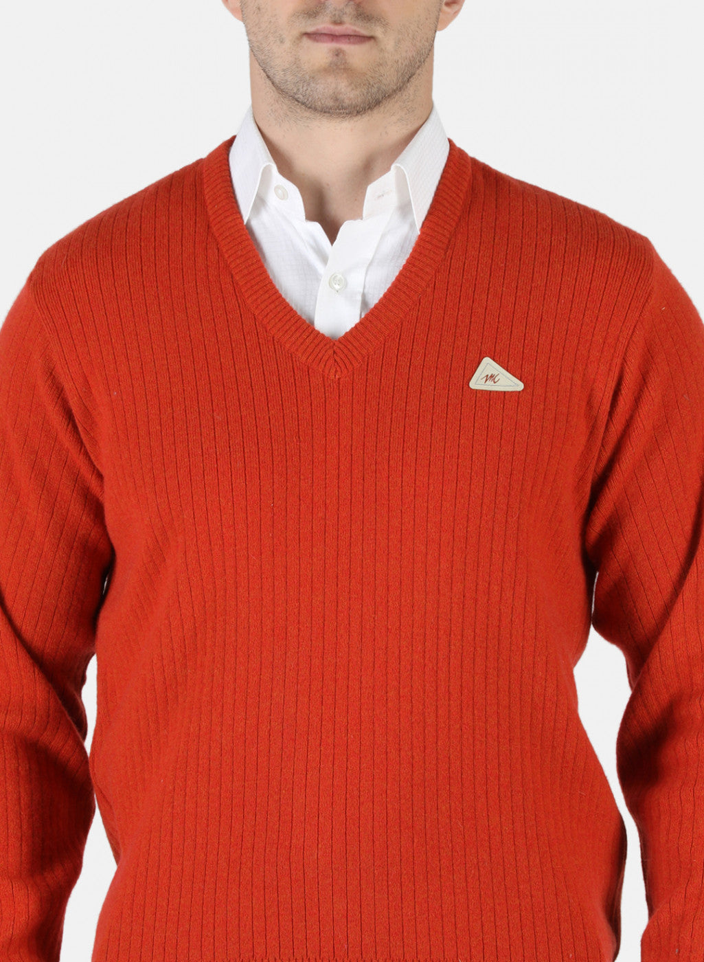 Men Orange Solid Pullover