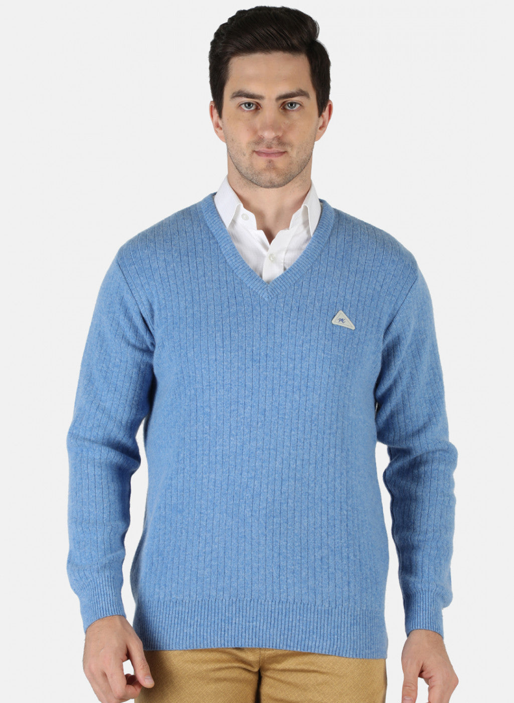 Men Blue Solid Pullover