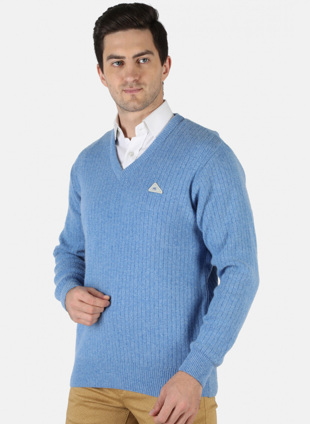 Men Blue Solid Pullover