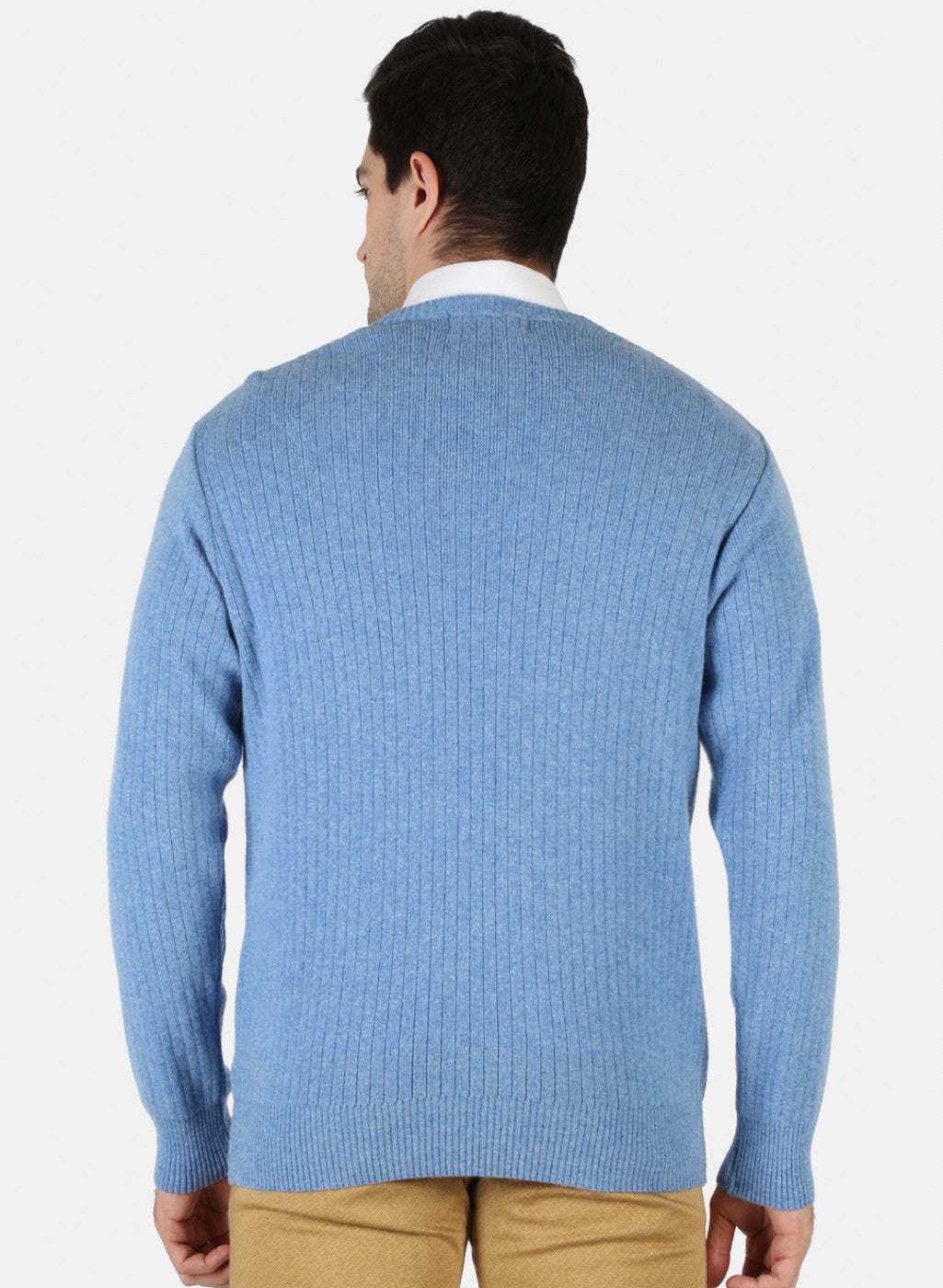 Men Blue Solid Pullover