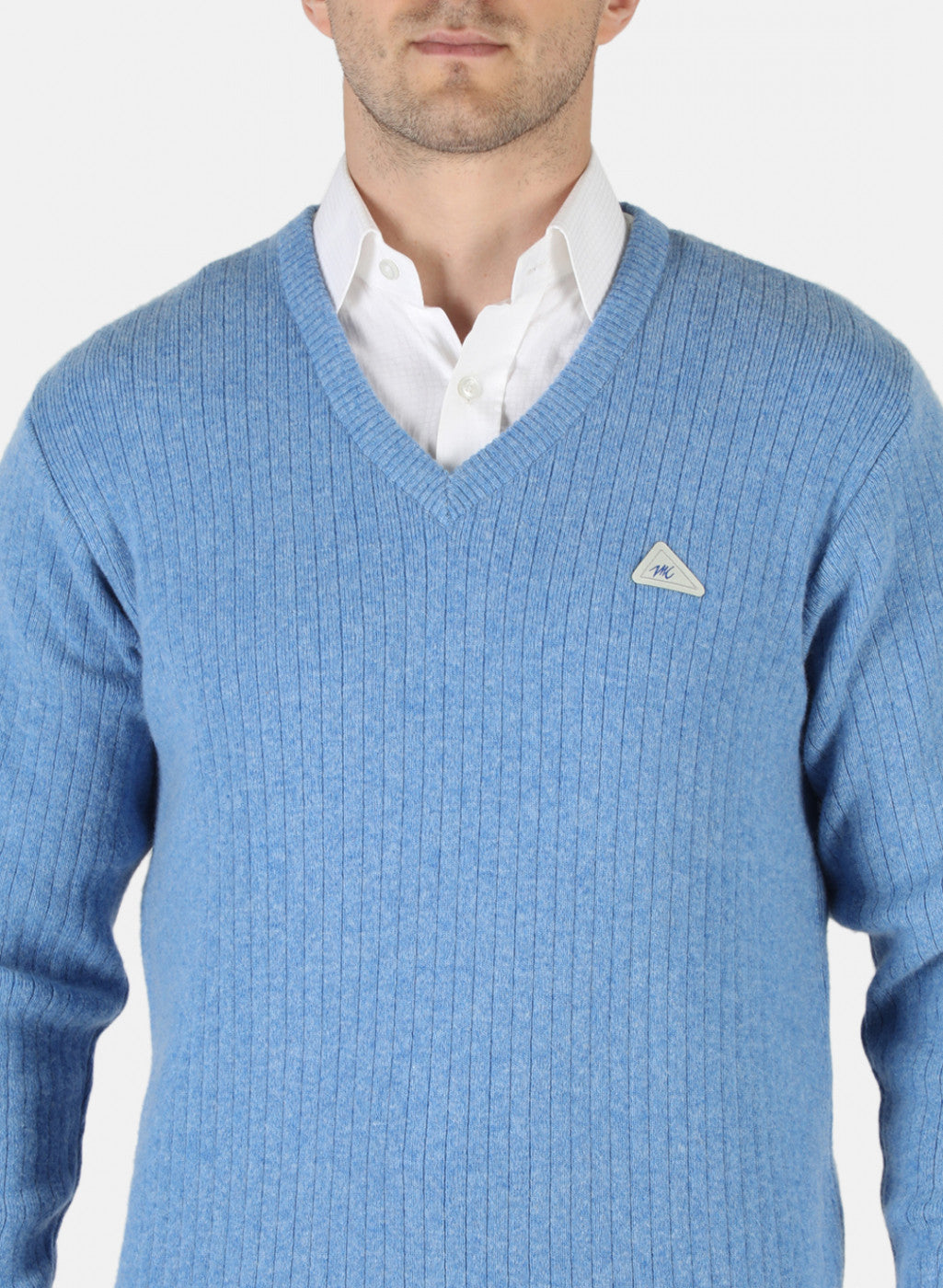 Men Blue Solid Pullover