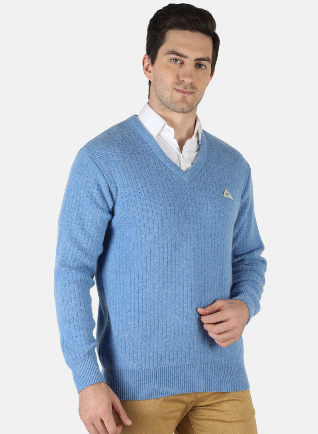 Men Blue Solid Pullover