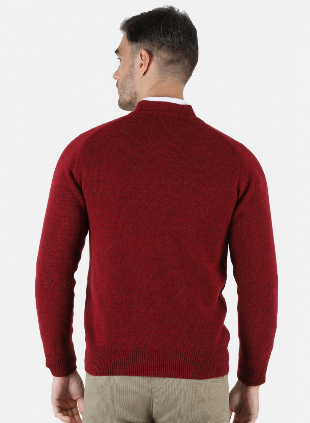 Men Maroon Solid Cardigan