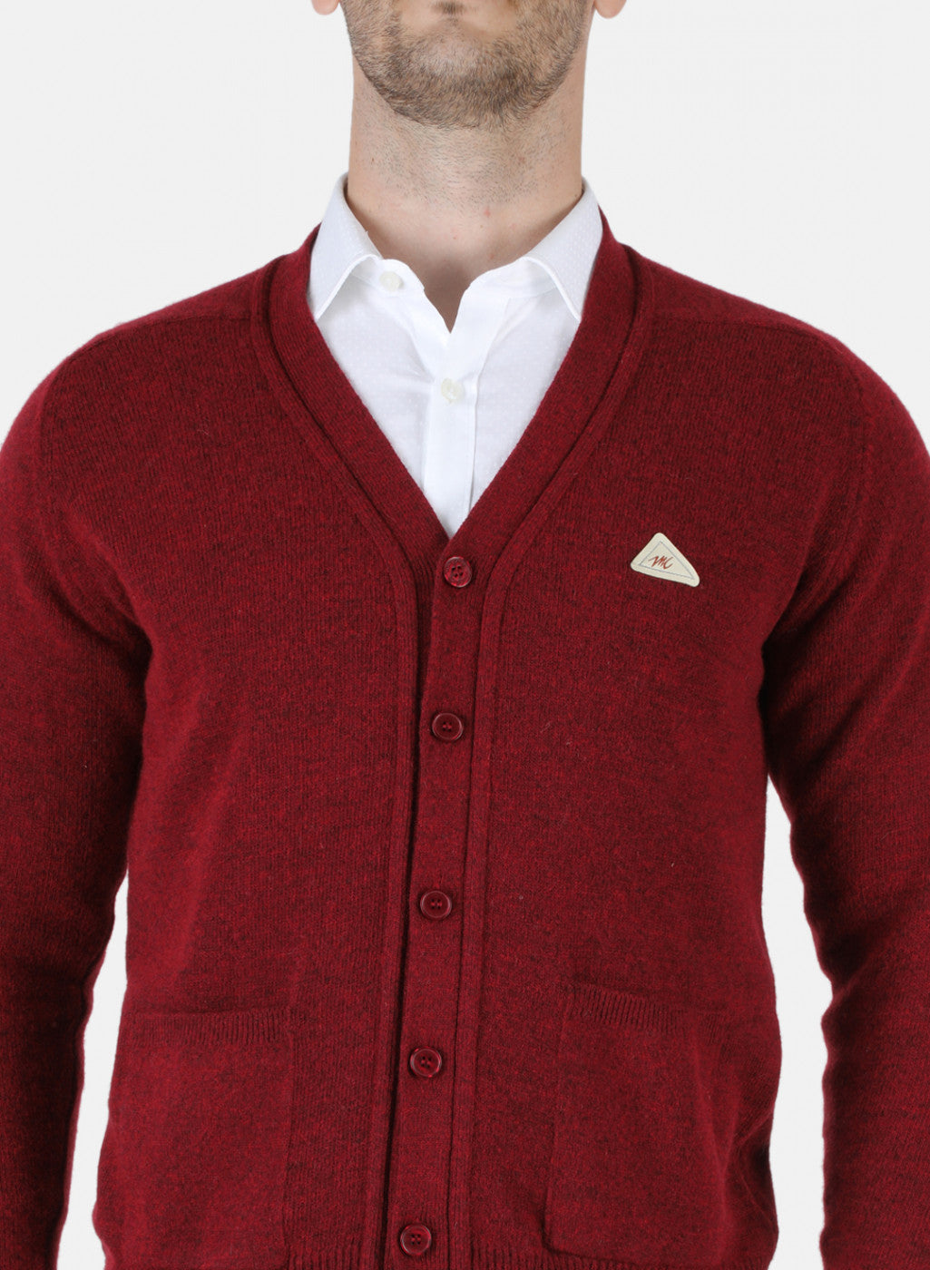 Men Maroon Solid Cardigan