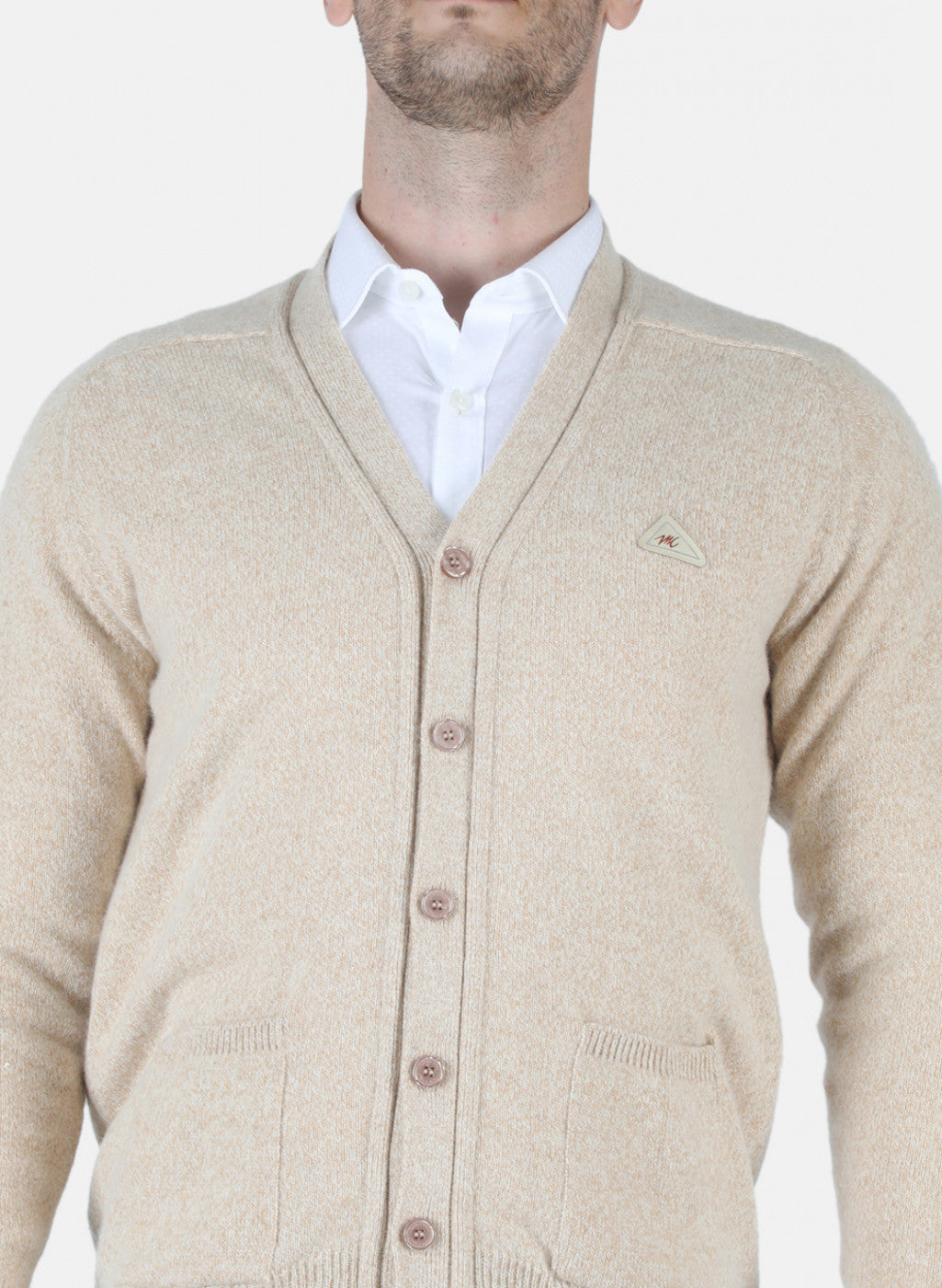 Men Beige Solid Cardigan