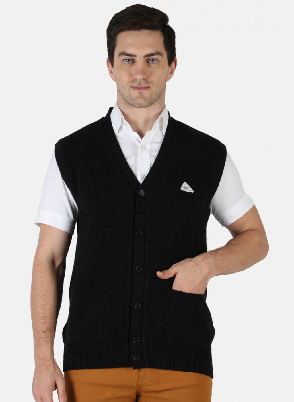 Men Black Solid Cardigan