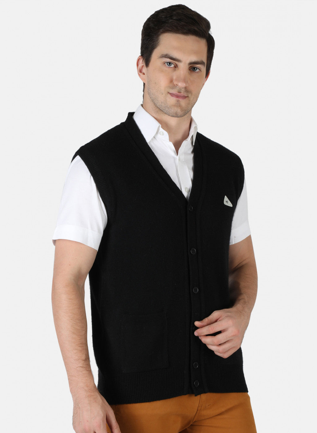 Men Black Solid Cardigan