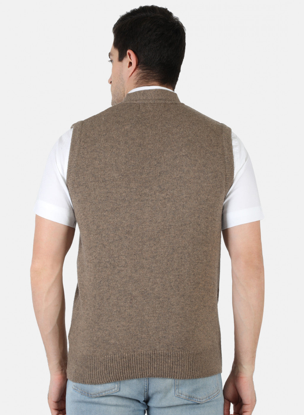 Men Beige Solid Cardigan